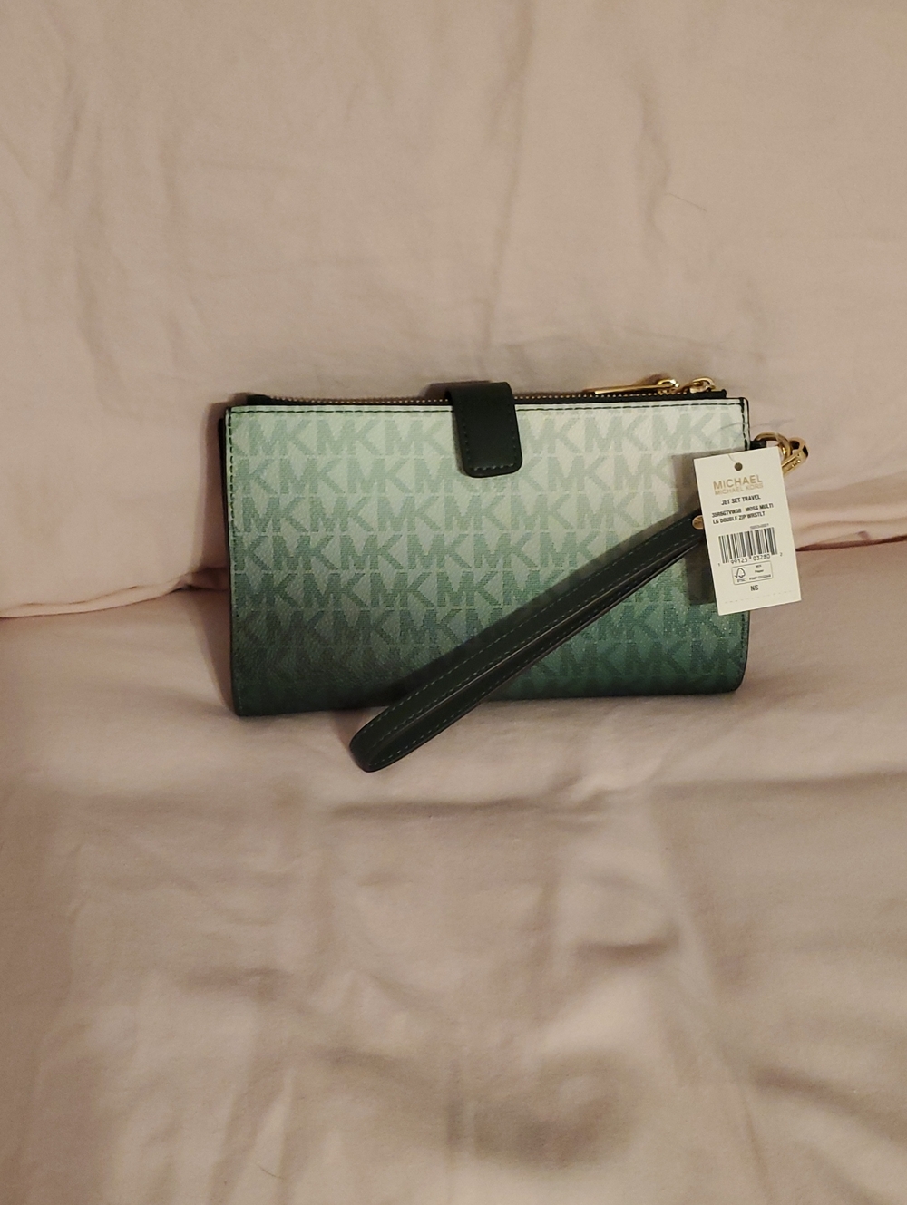 Michael Kors Green Ombre Signature Wristlet Clutch